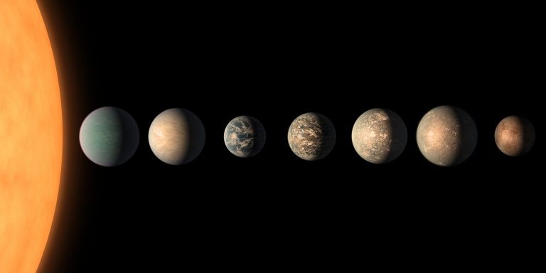 Egzoplaneti u sustavu TRAPPIST-1, od kojih neki mogu potencijalno ugostiti vanzemaljski život. Izvor: NASA / svemirski teleskop Spitzer