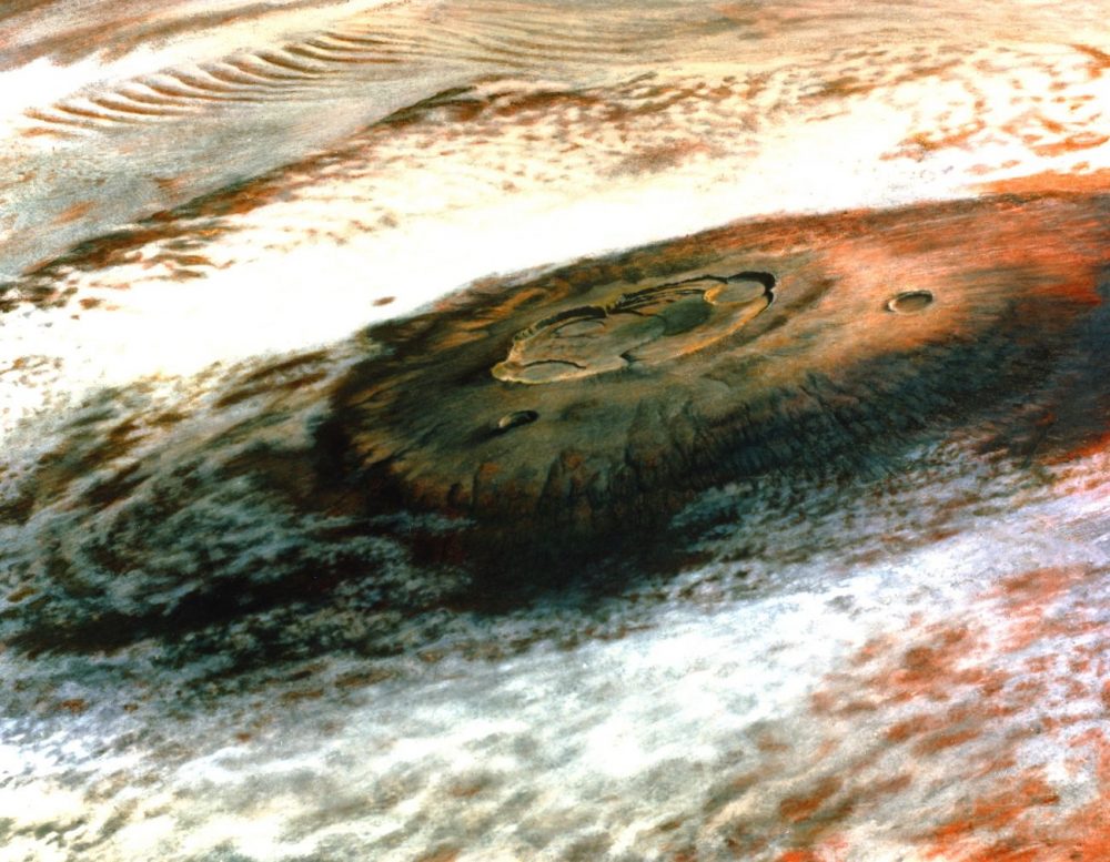 Najveći vulkan Sunčevog sustava Olympus Mons na Marsu kojeg je snimio Viking 1. Izvor: NASA / JPL.