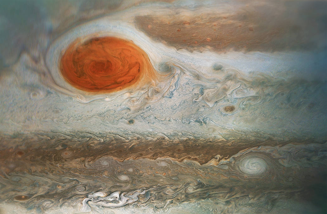 Velika crvena pjega na Jupiteru. Izvor: NASA/JPL-Caltech/SwRI/MSSS/ Gerald Eichstädt /Seán Doran © CC NC SA.