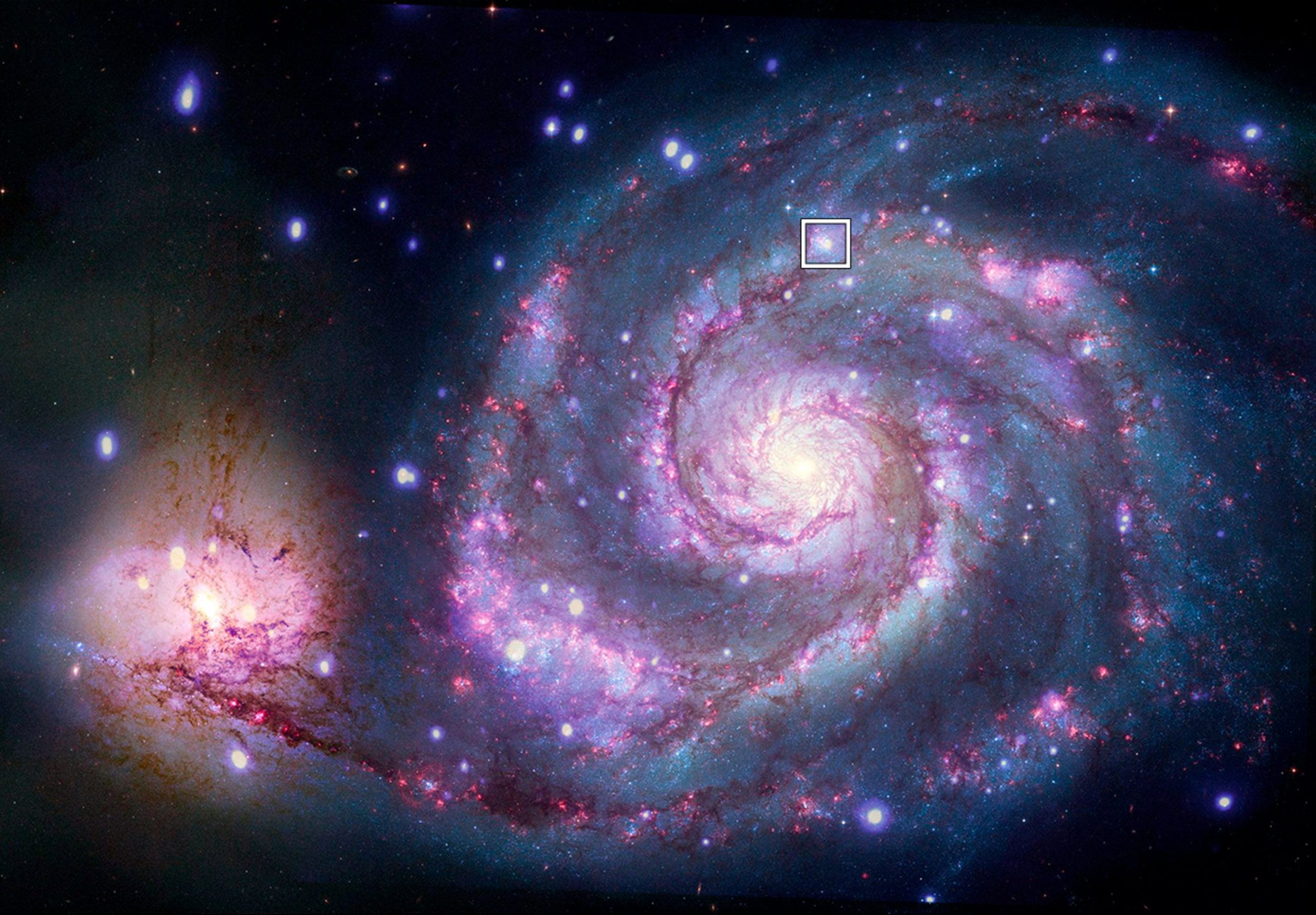 Lokacija potencijalnog planeta u M51. Izvor: X-ray: NASA/CXC/SAO/R. DiStefano, et al.; Optical: NASA/ESA/STScI/Grendler.