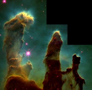 Hubbleova snimka plinskih stupova maglice Orao (©NASA).