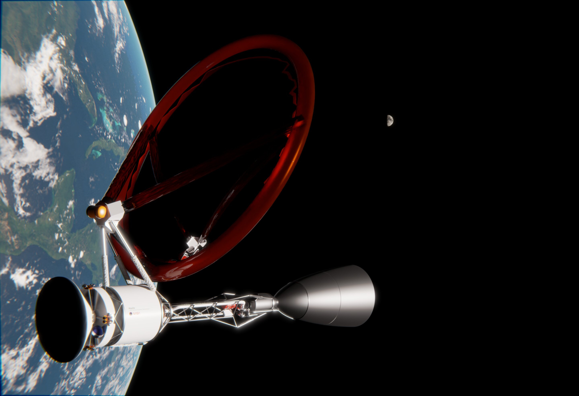 Svemirska letjelica na laserski pogon u Zemljinoj orbiti čeka svoj odlazak. Zasluge Creative Commons Attribution 4.0 Međunarodna licenca