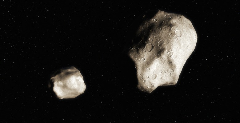 Umjetnička prikaz asteroidnog para ubrzo nakon razdvajanja od 'matice' (©UC Berkeley/SETI Institute).