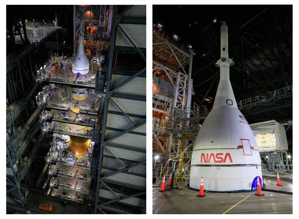 Iz NASA-e su objavili da su odvojili prve dvije od 20 platformi koje okružuju raketu Space Launch System i svemirsku letjelicu (©NASA/Kim Shiflett).