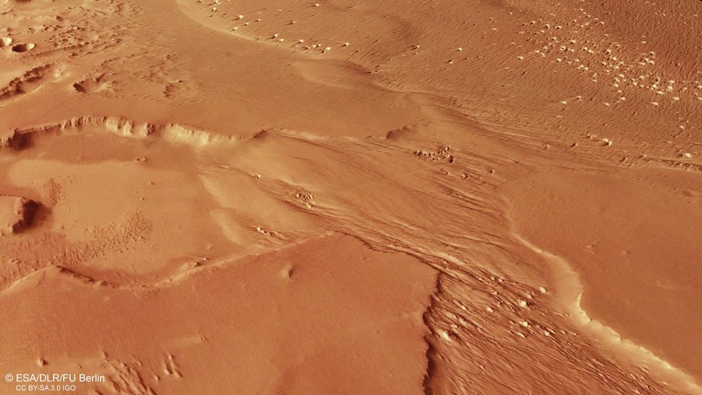 Pogled iz perspektive na 'Medusae Fossae' (©ESA,DLR,FU).
