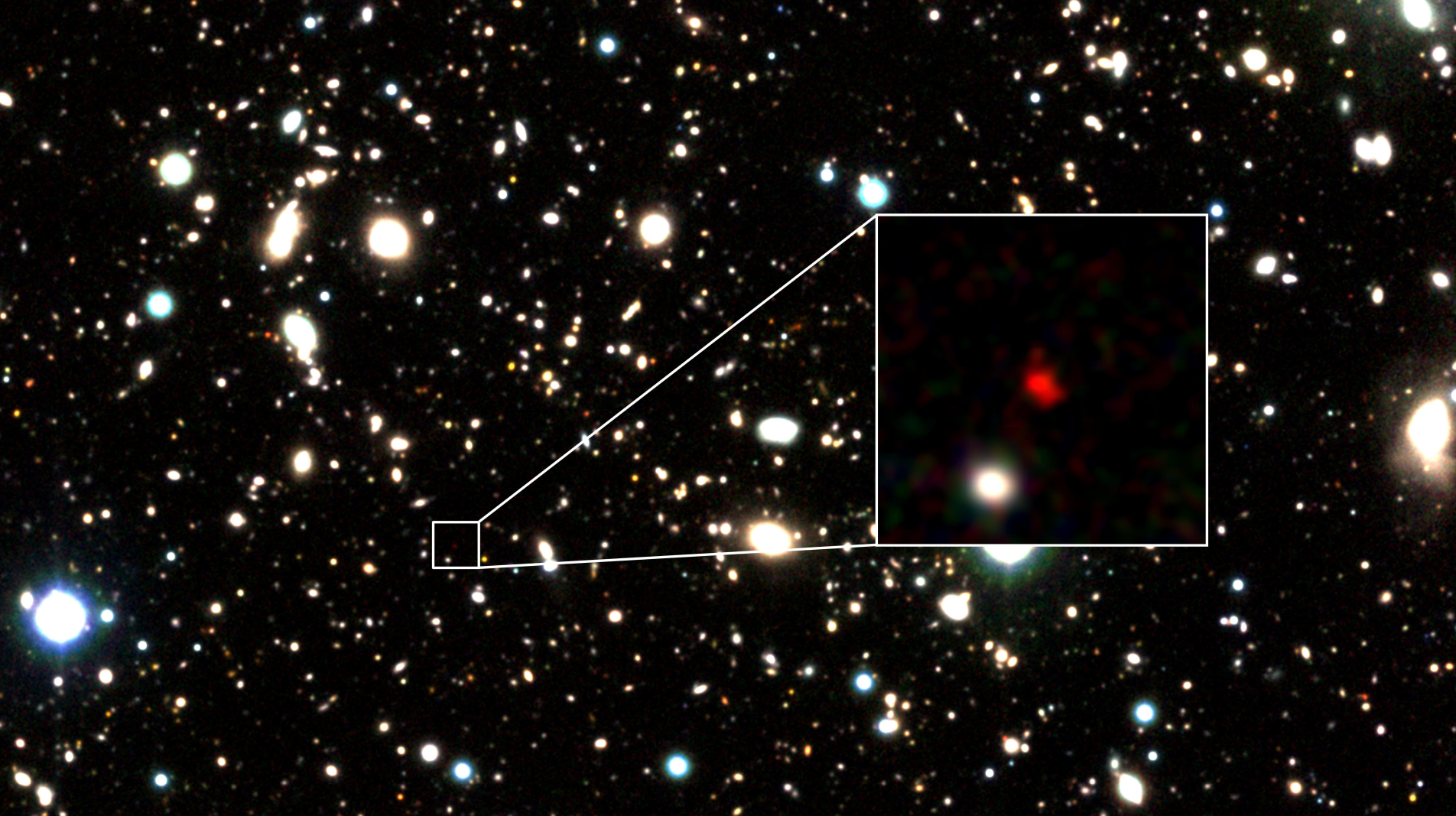 Najmlađa (u kozmičkom smislu) i od Zemlje najudaljenija do danas otkrivene galaksija, nazvana HD-1 (©Harikane et al., 2022).