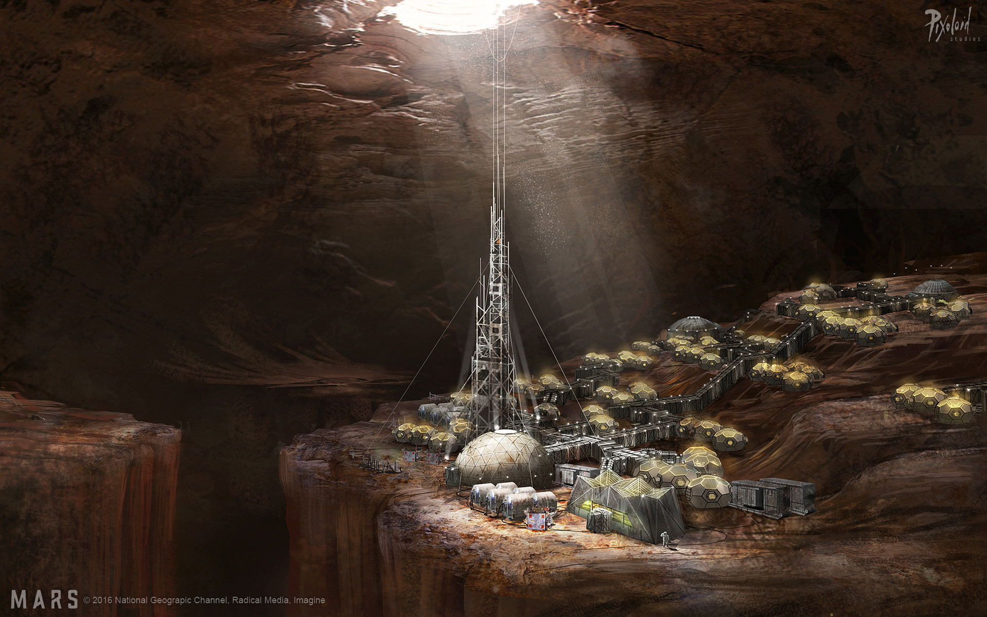Umjetnički prikaz podzemne kolonije na Marsu (©Pixoloid Studios).