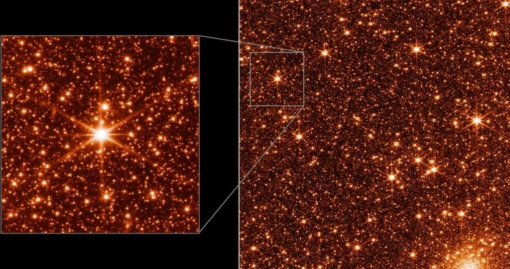 James Webb fokusirao je sve svoje instrumente na dio Velikog Magellanova oblaka, male satelitske galaksije Mliječne staze. Na prikazu se može vidjeti detalj jedne od slika koju je Webb snimio (©NASA,ESA).