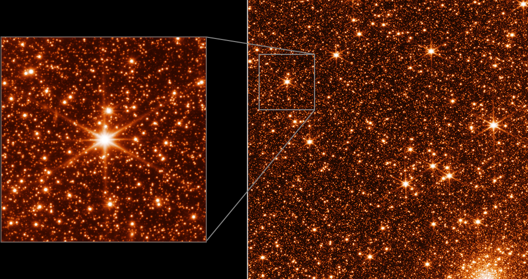 James Webb fokusirao je sve svoje instrumente na dio Velikog Magellanova oblaka, male satelitske galaksije Mliječne staze. Na prikazu se može vidjeti detalj jedne od slika koju je Webb snimio (©NASA,ESA).