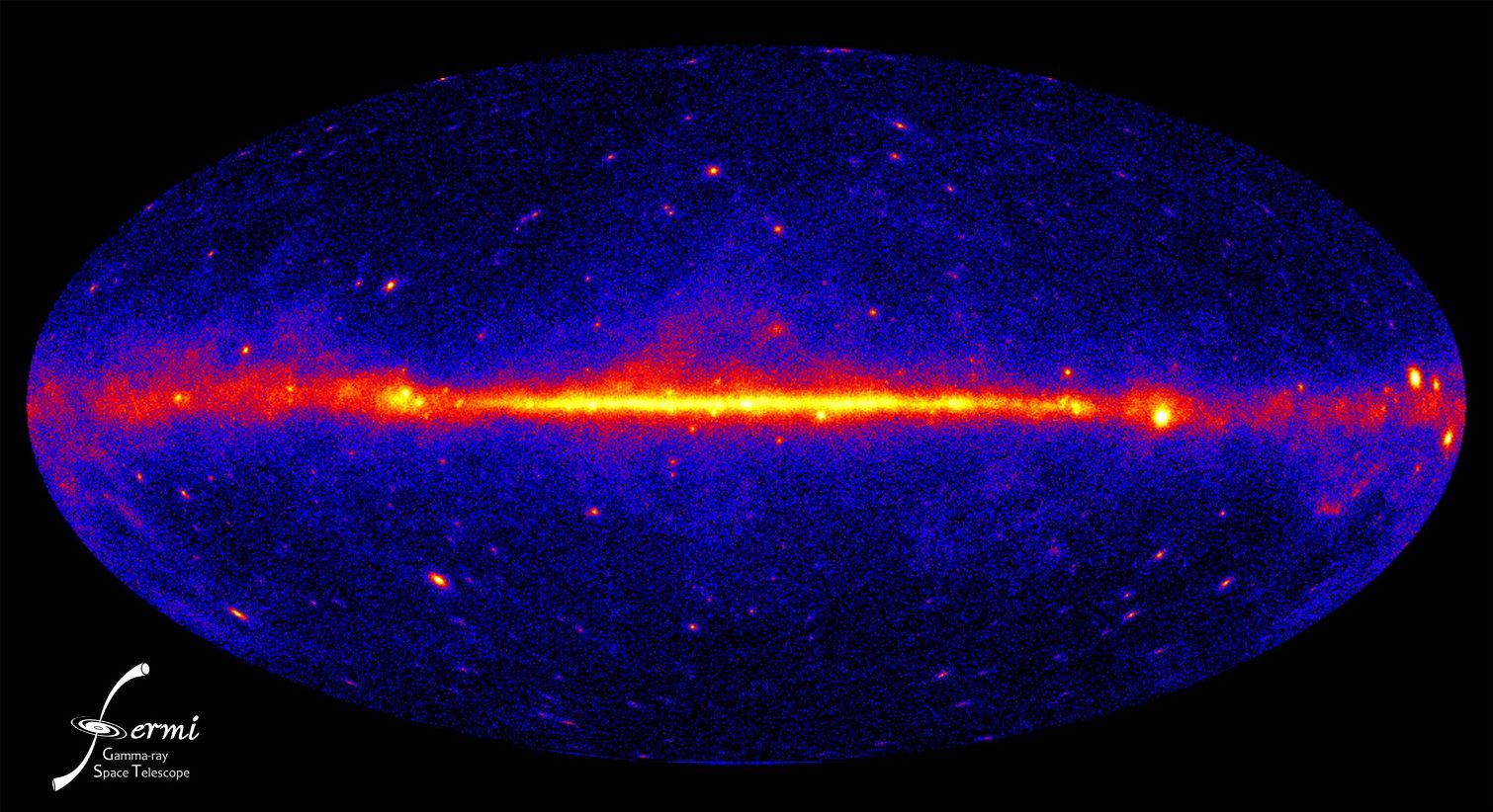 Gama zrake iz središta galaksije. Izvor: NASA/DOE/Fermi LAT Collaboration.