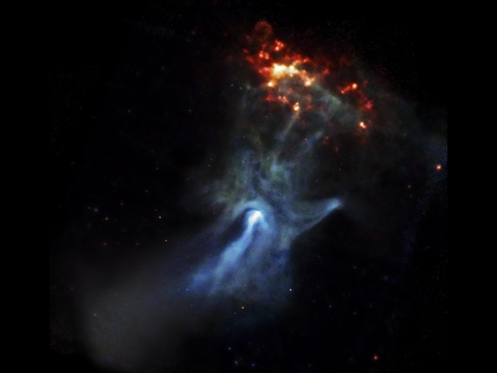 U središtu slike NASA-inog rendgenskog opservatorija Chandra nalazi se vrlo mlad i moćan pulsar, poznat kao PSR B1509-58, ili skraćeno B1509. Ovaj mali, ali gust, objekt promjera je samo 19 kilometara, ali zato stvara na slici vidljivu rendgensku maglicu koja se proteže na oko 150 svjetlosnih godina (©NASA/CXC/CfA/P. Slane et al.).