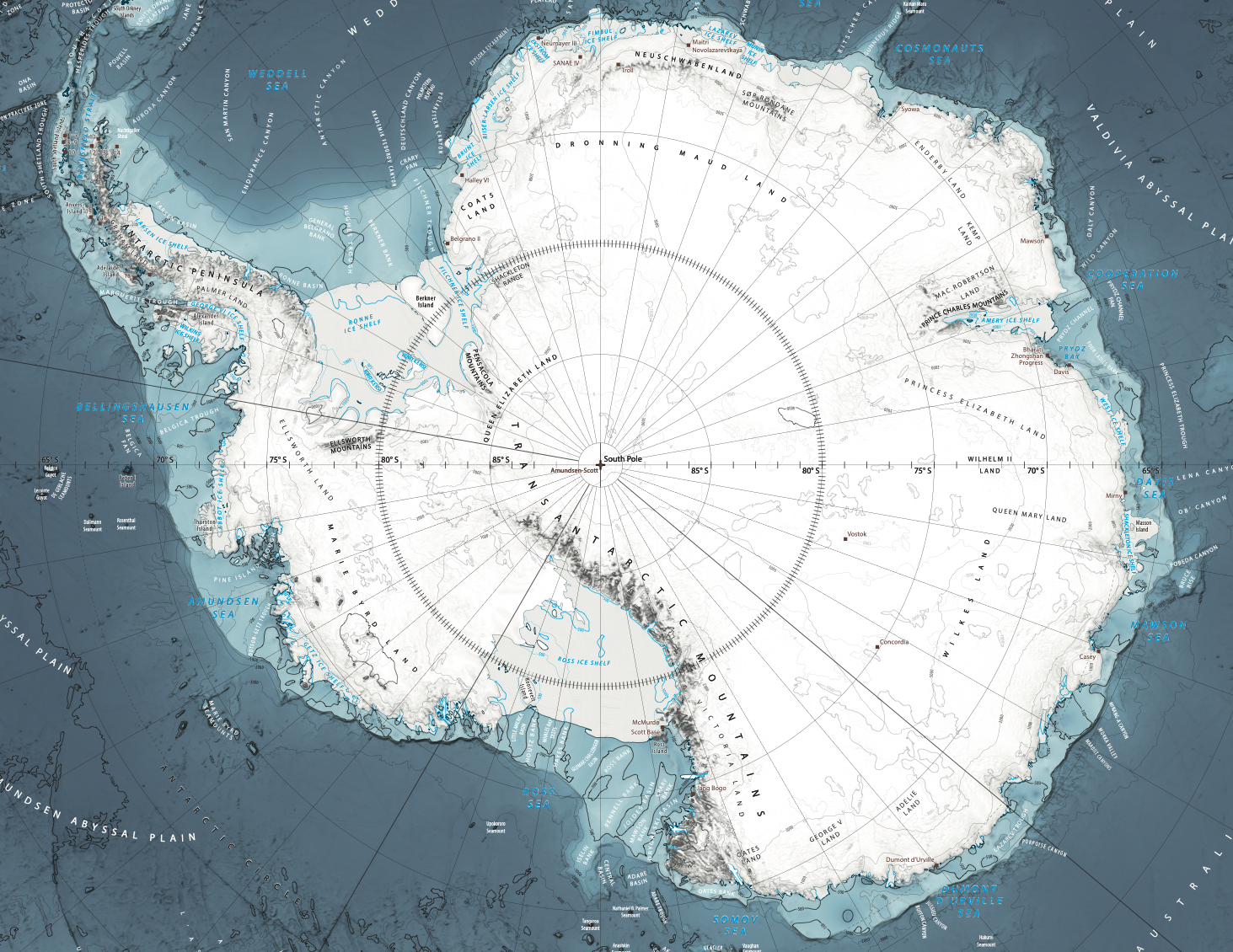 Dio morskog dna neposredno uz 'obale' antarktičkog ledenog kontinenta (©Dorschel et al. 2022).