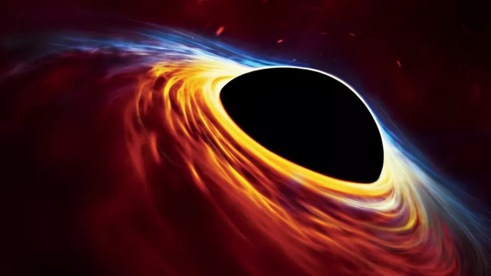 Ilustracija crne rupe okružene akrecijskim diskom koji je hrani (© ESO, ESA, Hubble, M. Kornmesser).