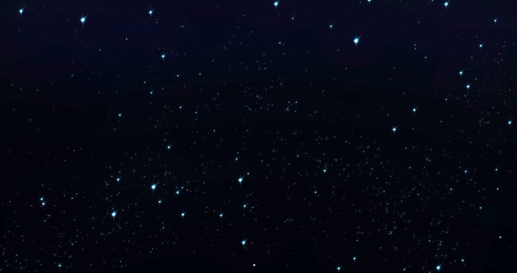 Sky stars, starry night blue starlight shine in dark space universe background. Twinkling and blinking stars in sky with glimmer shine of galaxy, seamless loop (Depositphotos).