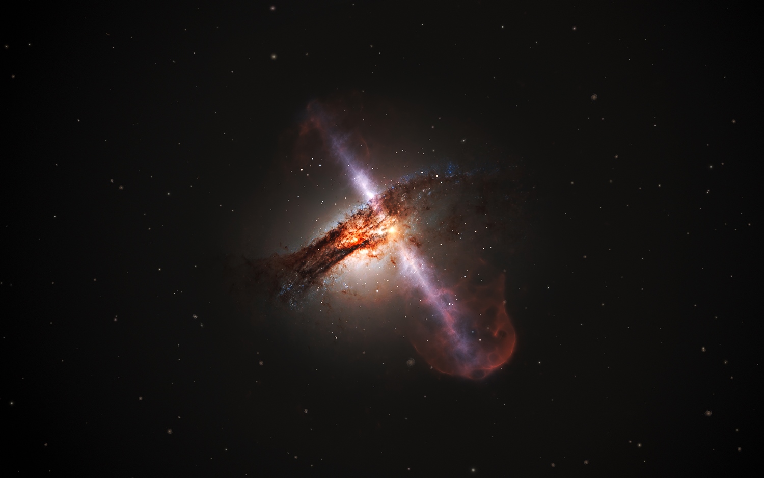 Mlaz crne rupe iz središta galaksije. Izvor: Depositphotos.com.