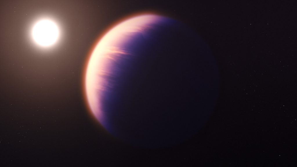 Umjetnički prikaz egzoplaneta WASP-39b (©NASA, ESA, CSA, Joseph Olmsted).