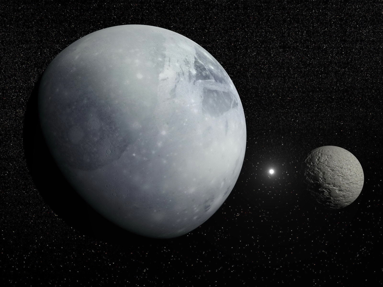 Grafički prikaz odnosa veličine između Plutona i njegovog mjeseca Haron (©Depositphotos).