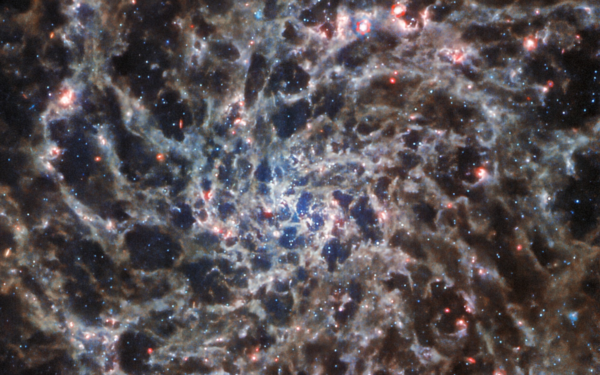 Slika galaksije IC 5332 kako ju snimio svemirski teleskop James Webb (©ESA/Webb, NASA & CSA, J. Lee et al).