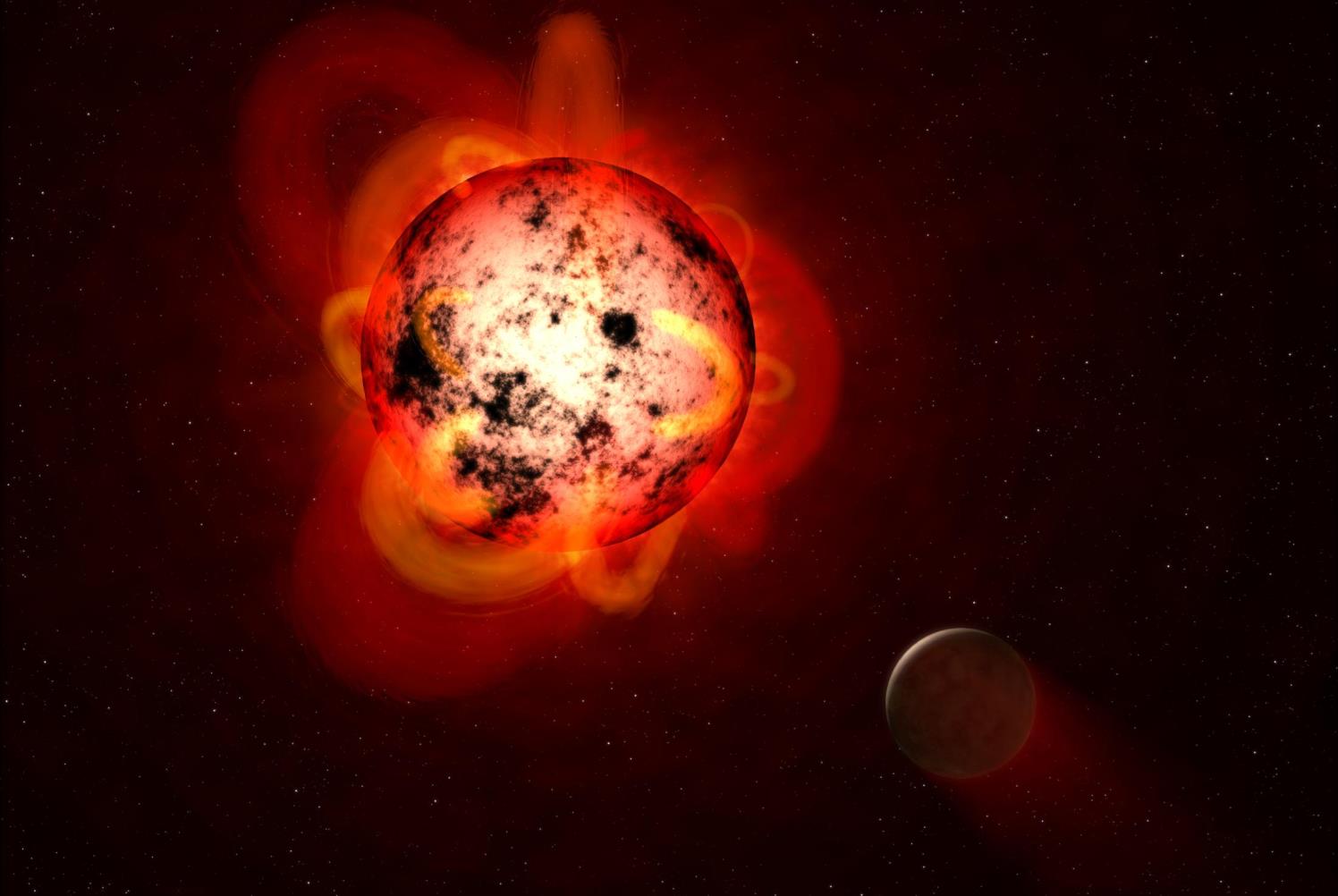 Crveni patuljak lišava planet njegove atmosfere. Izvor: NASA/ESA/STScI/G. Bacon.