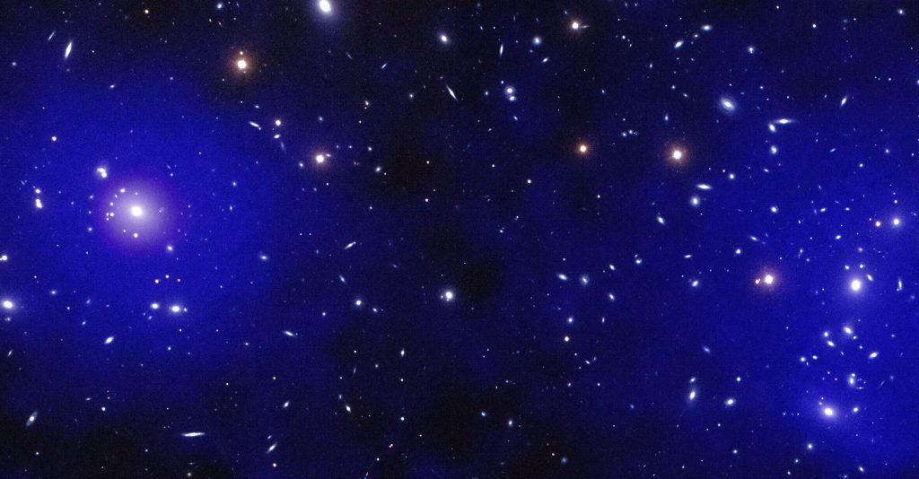 Međugalaktičke niti vrućeg plina. Izvor: X-ray: NASA/CXC/CfA/A. Sarkar; Optical: NSF/NOIRLab/WIYN.