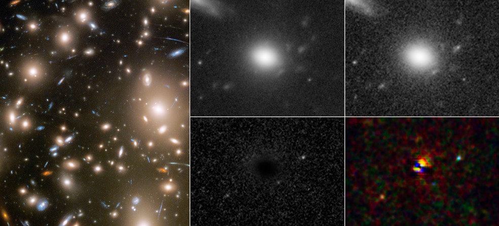 Pomoću fenomena koji se zove 'gravitacijska leća' NASA-in svemirski teleskop Hubble uhvatio je tri različita trenutka u udaljenoj eksploziji supernove (©NASA).