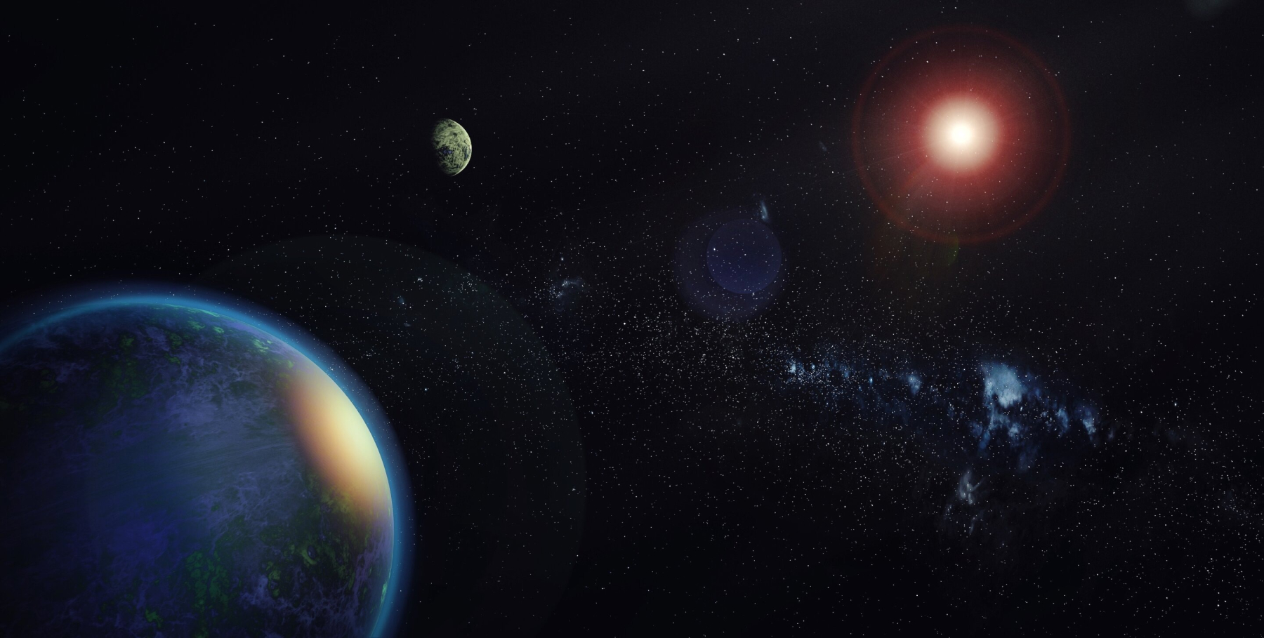Umjetnički prikaz dvaju planeta mase slične Zemljinoj koja kruže oko zvijezde GJ 1002 (©Alejandro Suárez Mascareño i Inés Bonet (IAC)).
