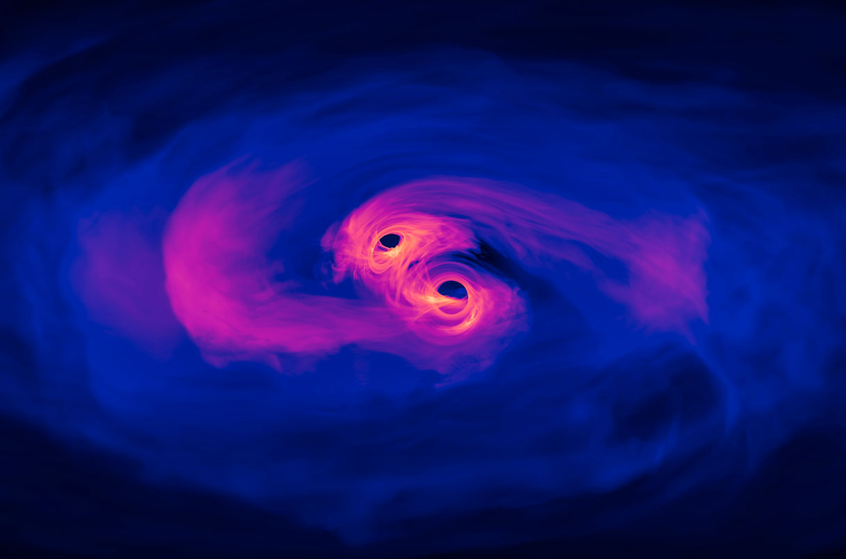 Umjetnički prikaz spajanja crnih rupa