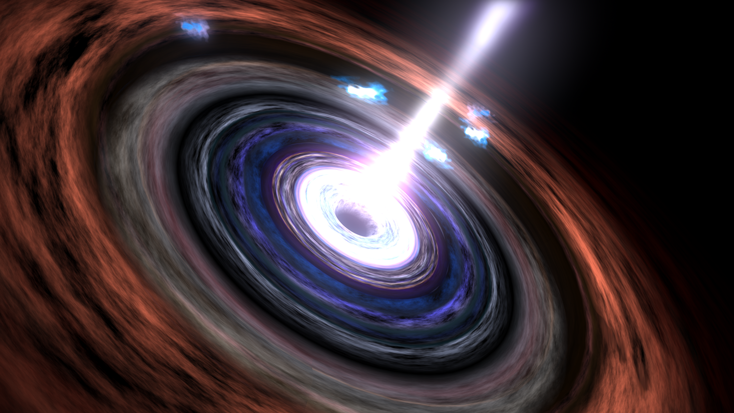 Gama zrake u aktivnoj galaktičkoj jezgri. Izvor: svs.gsfc.nasa.gov / Walt Feimer.