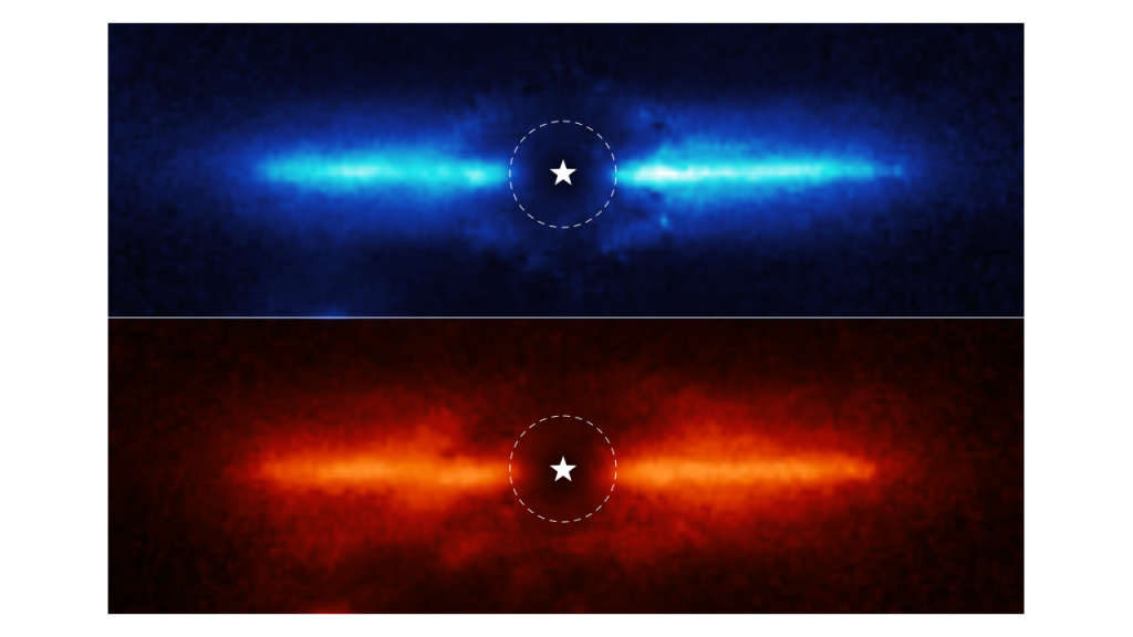 AU Microscopii. Izvor: NASA, ESA, CSA, and K. Lawson (Goddard Space Flight Center)/ A. Pagan (STScI).