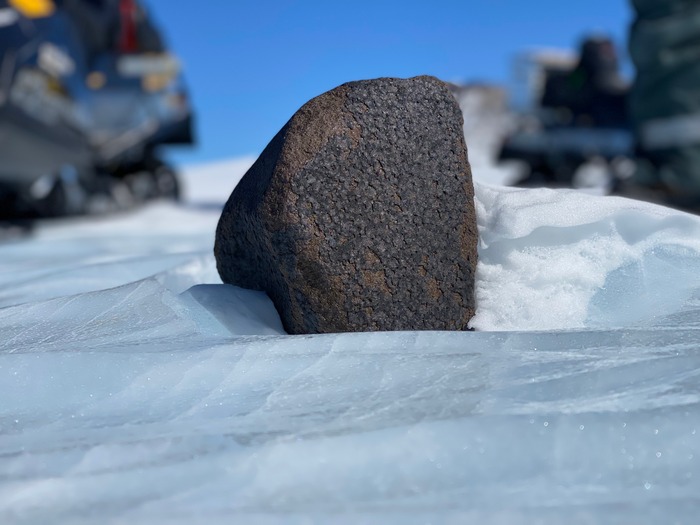 Slika novog meteorita teškog 7.7 kg pronađenog na Antarktiku (©Maria Valdes).