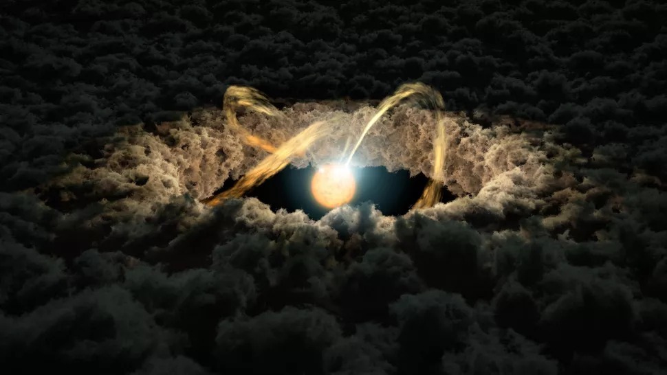 Umjetnički prikaz zvijezde okružene protoplanetarnim diskom (©NASA/JPL-Caltech).
