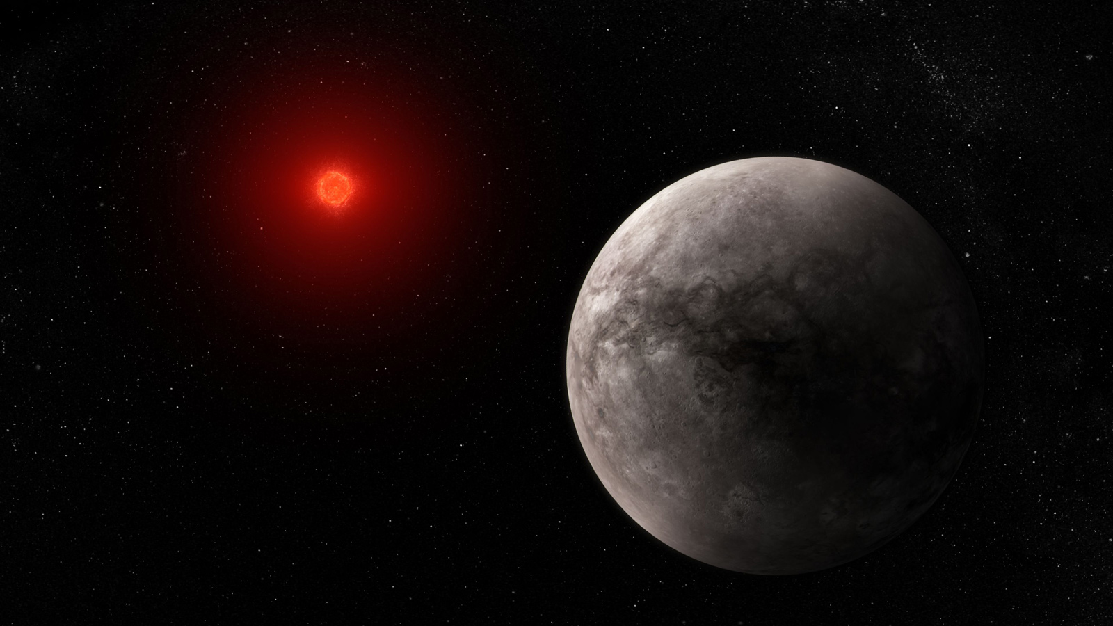 Ilustracija stjenovitog egzoplaneta TRAPPIST-1b. Zasluge: Credits: NASA, ESA, CSA, J. Olmsted (STScI).