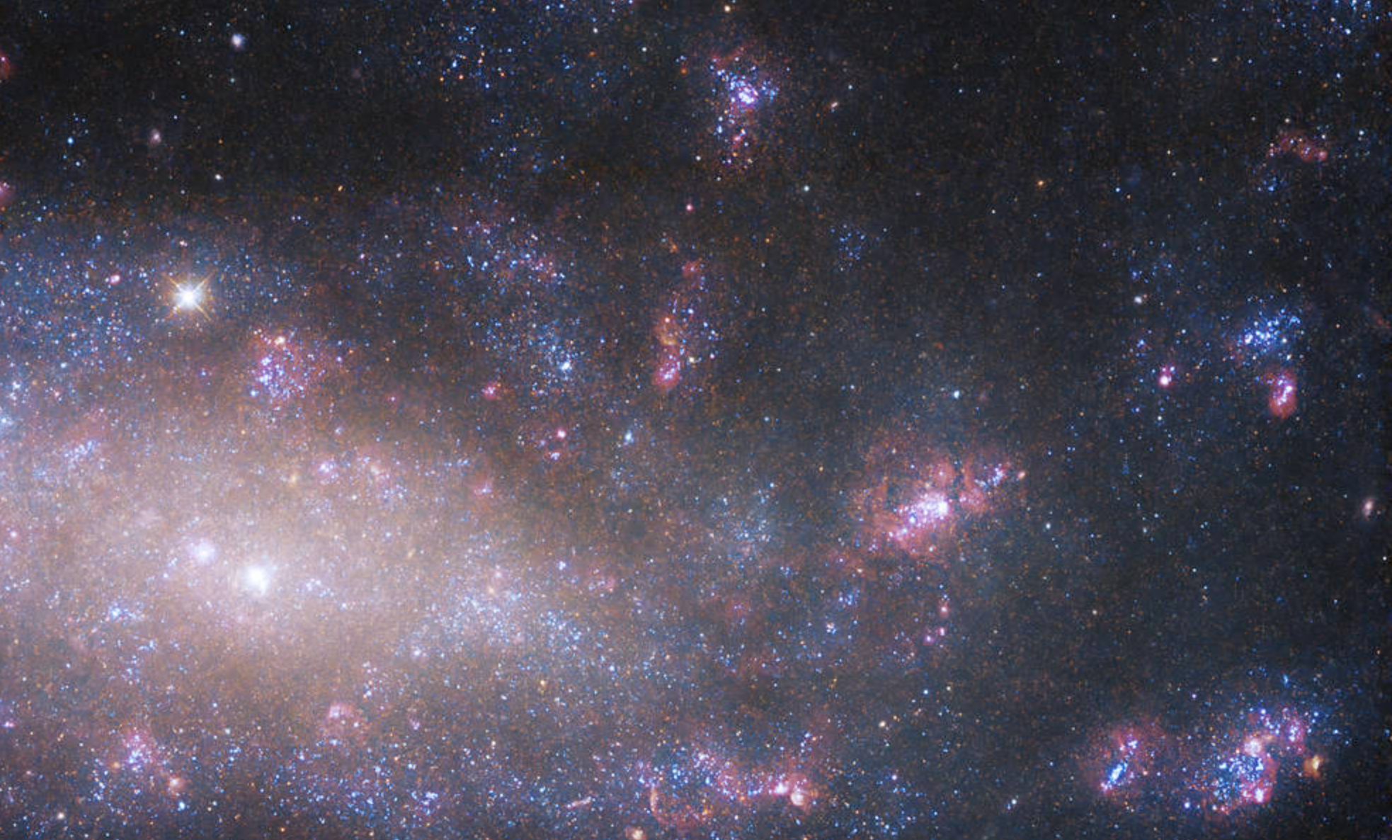 Fotografija NGC 4395. Zasluge: NASA, ESA, S. Larsen (Radboud Universiteit Nijmegen) and E. Sabbi (STScI); Processing: Gladys Kober (NASA/Catholic University of America).