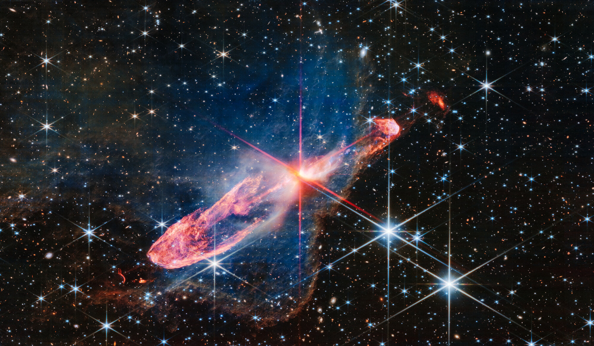 Fotografija James Webba koja prikazuje Herbig-Haro 46:47. Zasluge: NASA, ESA, CSA. Joseph DePasquale (STScI)