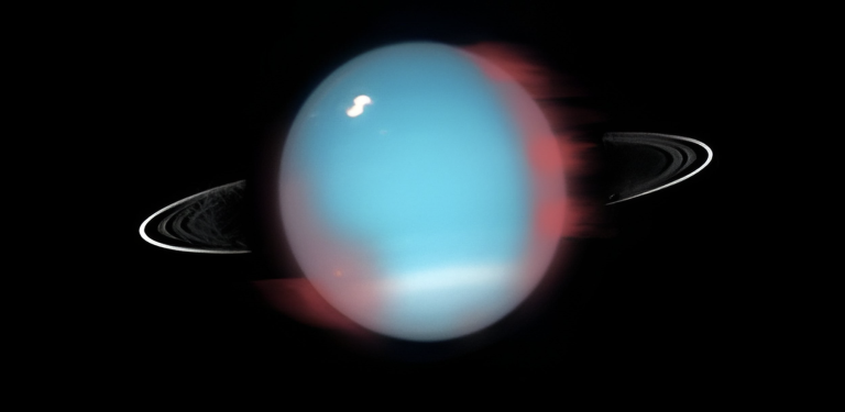 Aurora infracrvena na Uranu. NASA, ESA and M. Showalter