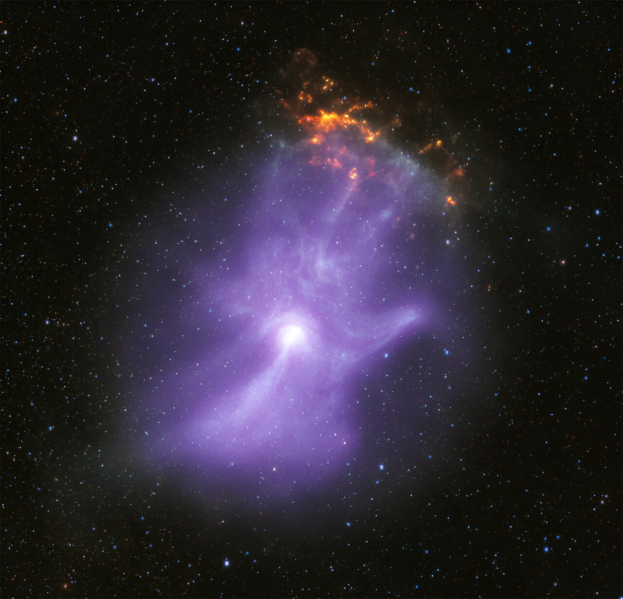 Fotografija MSH 15-52. X-ray: NASA/CXC/Stanford Univ./R. Romani et al. (Chandra); NASA/MSFC (IXPE); Infared: NASA/JPL-Caltech/DECaPS; Image Processing: NASA/CXC/SAO/J. Schmidt)