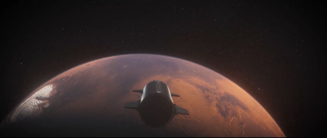 Ilustracija Starship-a iznad Marsa. Zasluge Elon Musk/X.