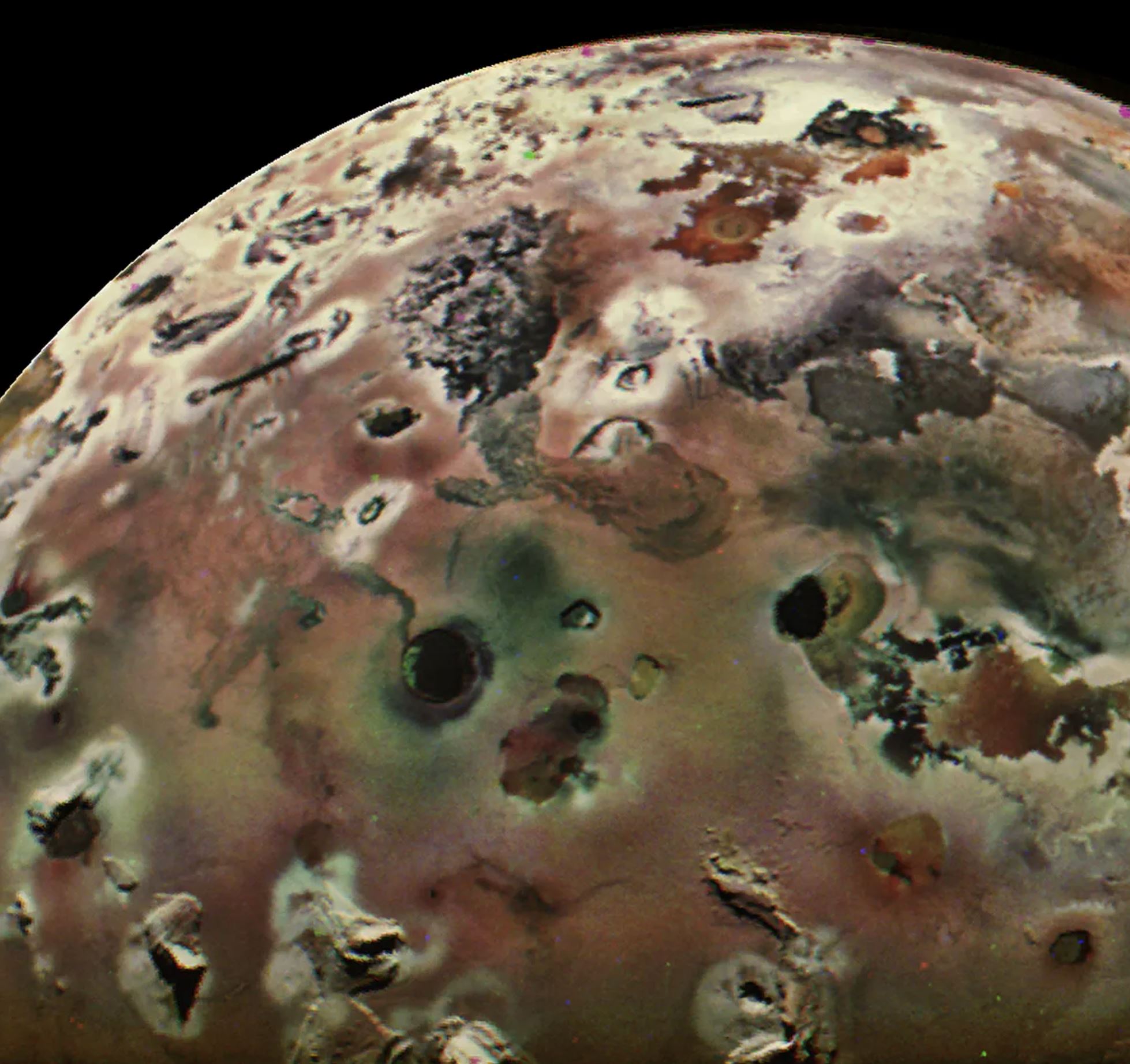 Fotografija Jupiterovog mjesec Ije izbliza. Zasluge: Image Credit: NASA/JPL-Caltech/SwRI/MSSS/Thomas Thomopoulos.