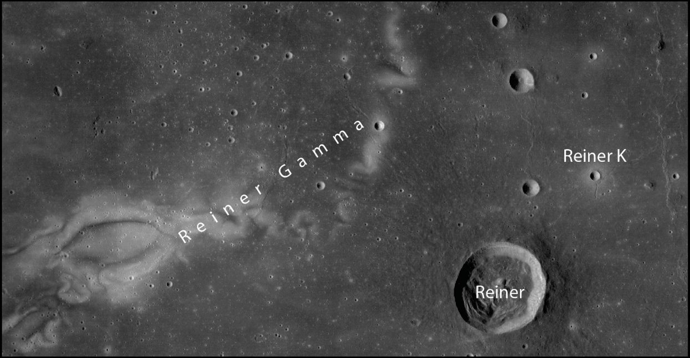 Otkrivene metarske stijene u blizini kratera Reiner K u regiji 'Reiner Gamma', poznatoj po svojoj magnetskoj anomaliji. Zasluge: NASA LRO/NAC.