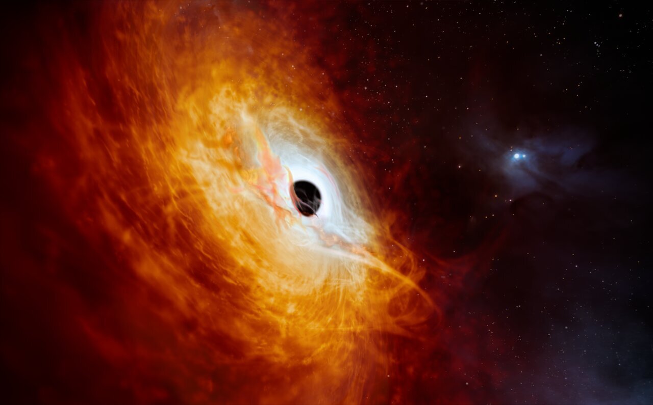 Ilustracija koja prikazuje kvazar J059-4351. Zasluge: ESO/M. Kornmesser.
