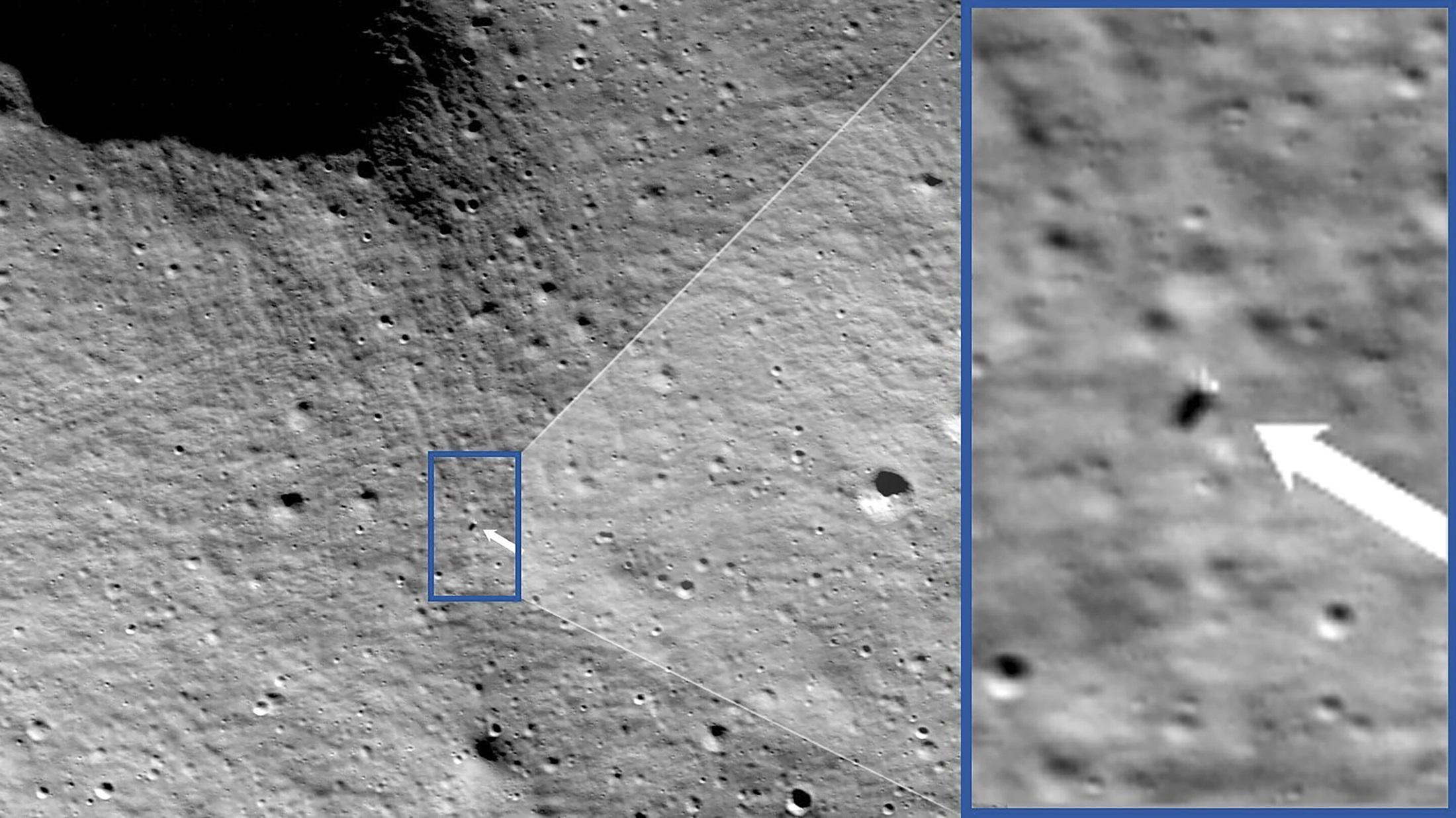 Fotografija iz orbite prikazuje Američki lander na površini Mjeseca.