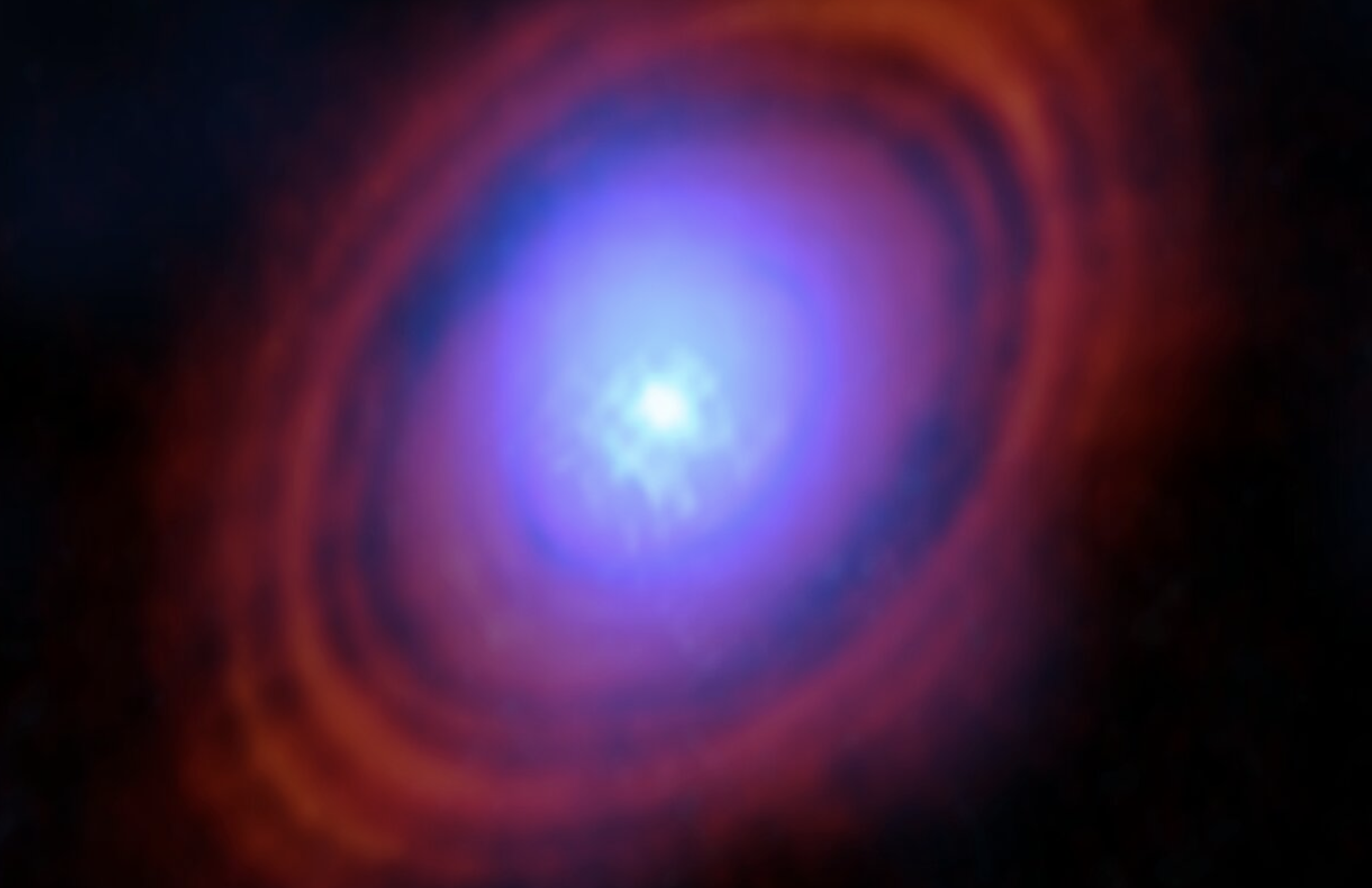 Raspodjela vode, prikazana plavom bojom, u disku HL Tauri. Zasluge: ALMA.