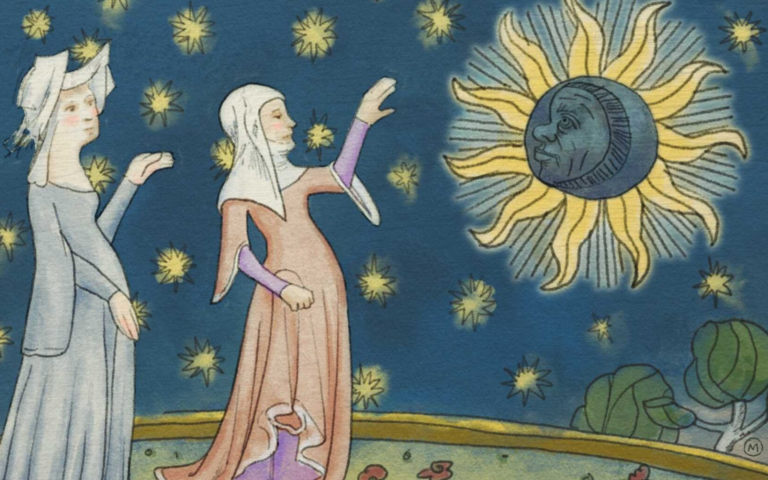 Ilustracija Sveučilišta u Rochesteru temeljena na minijaturi Christine i Sybil iz Christine de Pizan