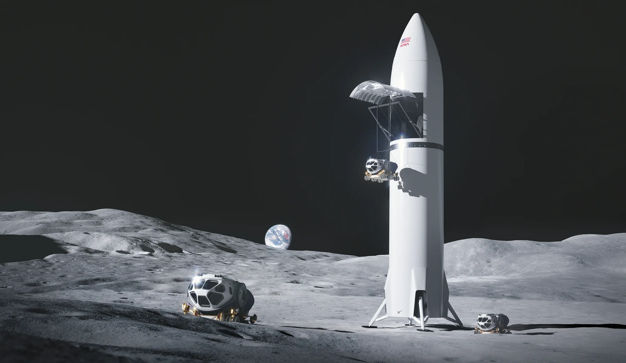 NASA objavila novu ilustraciju SpaceX-ov Starship kako slijeće na Mjesec. Zasluge: NASA.