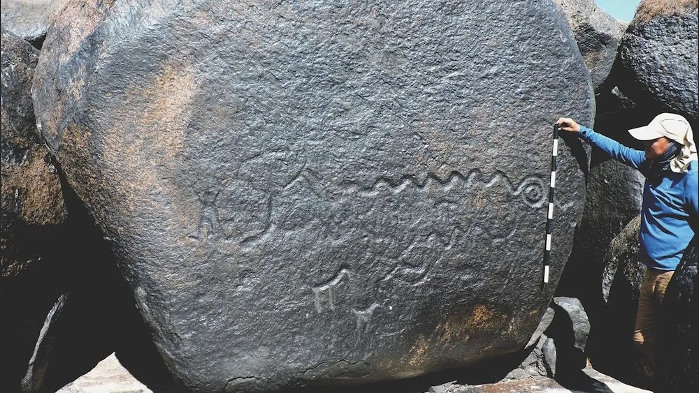 Najčešći motivi pronađeni u regiji uključuju prikaze zmija. (Izvor slike: Philip Riris i sur.; Antiquity Publications Ltd.; (CC-BY 4.0 Deed)).