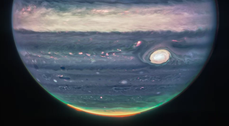 Fotografija Jupitera snimljena pomoću James Webba. Zasluge: James Webb. NASA. ESA.