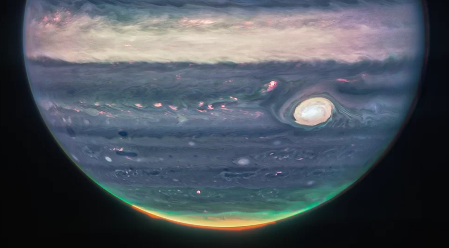 Fotografija Jupitera snimljena pomoću James Webba. Zasluge: James Webb. NASA. ESA.