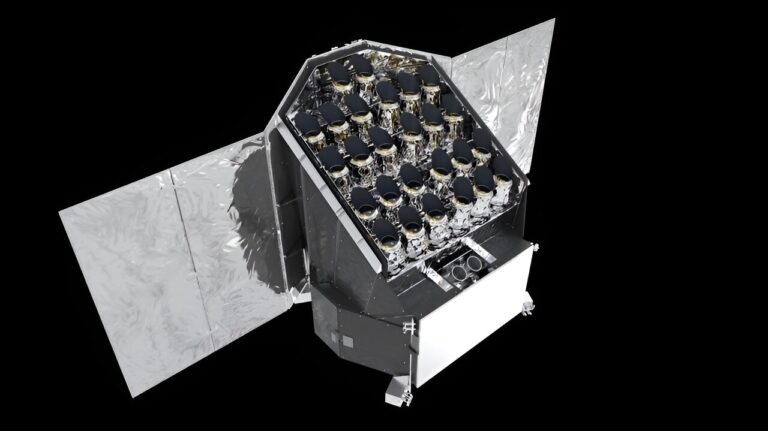 Umjetnički prikaz svemirske letjelice PLATO Europske svemirske agencije. Zasluge: ESA/ATG medialab, Attribution (CC BY 4.0).