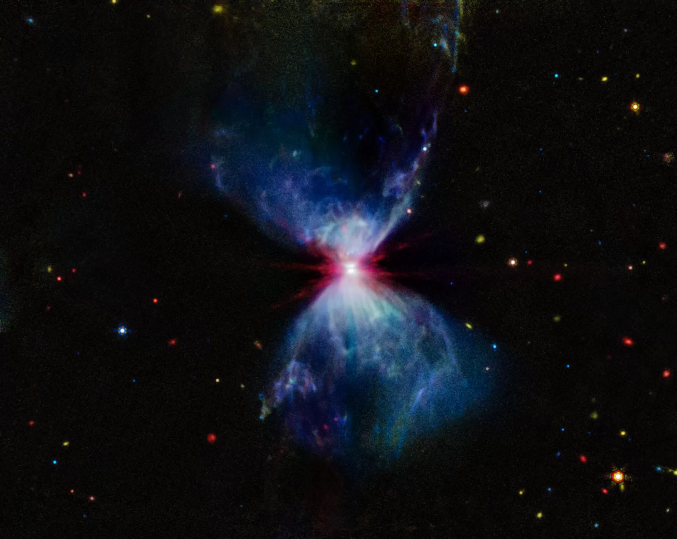 L1527 i protosvijezda (MIRI snimka). Izvor: Institut za svemirski teleskop.