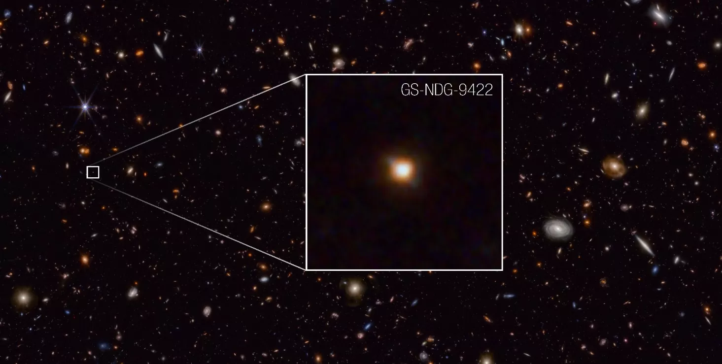 James Webb otkrio drevnu galaksiju s tajanstvenim svjetlosnim uzorkom. Zasluge: NASA, ESA, CSA, STScI, Alex Cameron (Oxford).